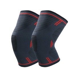 Knee Supporter, Knee Supporter, Set of 2, Sports, Knee Protection, Thermal, Men's, Women's, Unisex, Sports, Running, Basketball, Volleyball (Black x Red, L)