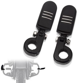 FOVPLUE 1.25" Highway Footpegs, Adjustable Footrest w/Mounting P-Clamps for Harley Touring Softail Dyna Sportster Honda Kawasaki Suzuki Yamaha Indian Victory w/1-1/4" Engine Guard, Gloss Black#1