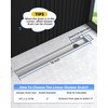 HTOH Shower Drain Offset for Bathroom: 18-Inch Brushed Nickel Linear