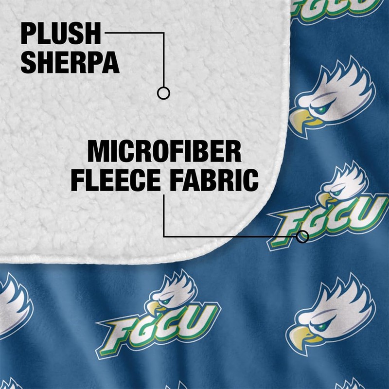 Florida Gulf Coast University Blanket, 50"x60" Logo Pattern, Silky Touch