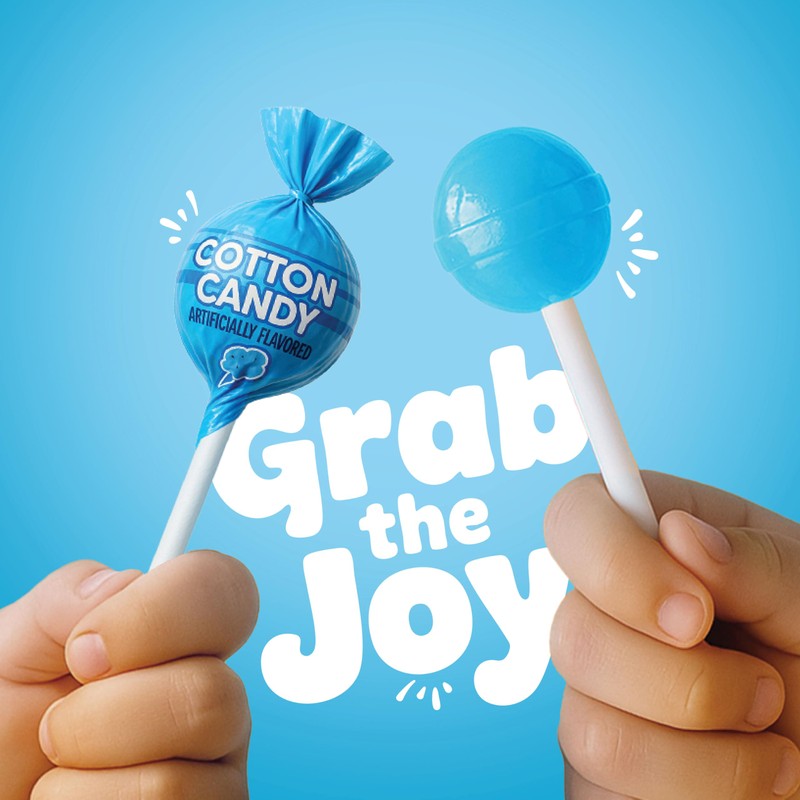 Cotton Candy Mini Lollipops – 65 Count Bulk Candy Pack,