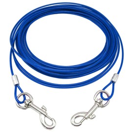 Bunty Long Line Dog Lead - 360° Swivel Hook Dog Tie Out Cable, Garden Tether Cable & Dog Camping Lead | Steel & Reflective PVC | Chew Proof, Rust & Weather Resistant | 6ft, Blue
