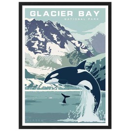 Xtin America Alaska Glacier Bay National Park Vintage Kraft Poster White Coated Painting Home Decoration (16.5X11.7 Coated)