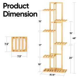 ROSSNY 48 Inch Talll Plant Stand Indoor, 6 Tier 7 Potted Bamboo Plant Stands for Indoor Plants, Corner Plant Stand, Plant Shelf For Indoor, Tiered Plant Stands, Indoor Plant Holder, Natural