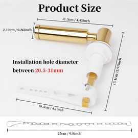 Toilet Flush Handle Eeplacement Kit Zinc Alloy Metal Toilet Handle Replacement, Toilet Cistern Lever Arm with Chain - Adjustable Arm (Gold)