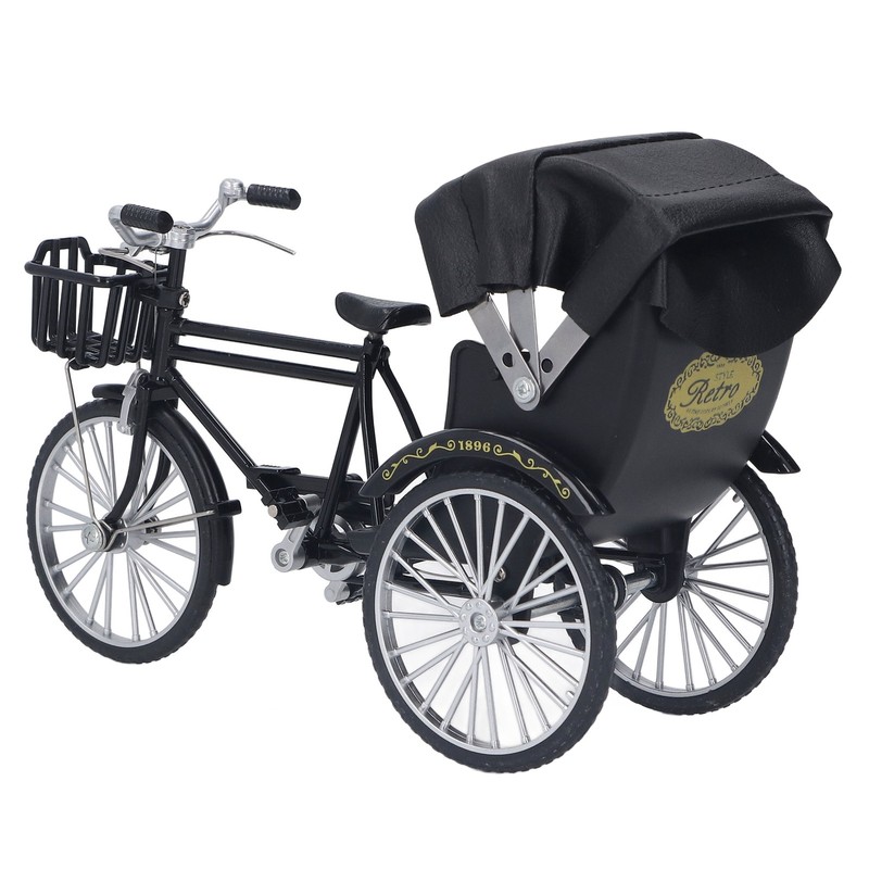 Rickshaw Model Retro Design Decorative Interesting Alloy 3 Wheel Rickshaw