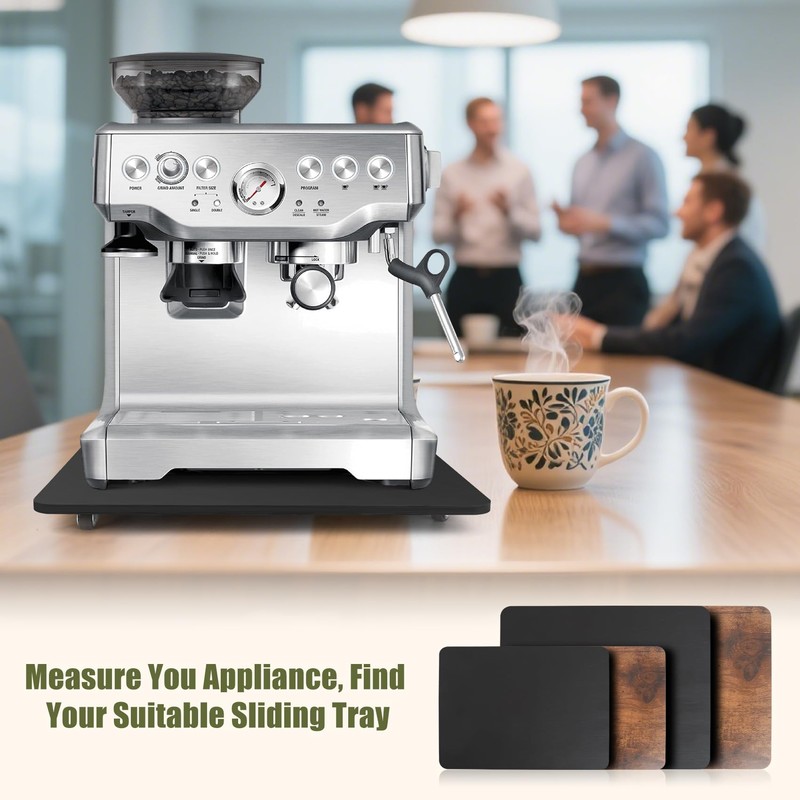 Sliding Tray for Coffee Maker, 360° Rolling Tray Appliance Slider