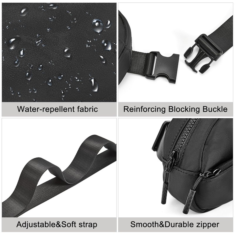 WESTBRONCO Fanny Packs for Women Men, Belt Bag, Black