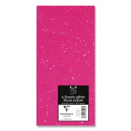 Eurowrap Pink Glitter Tissue Paper - 6 Sheets