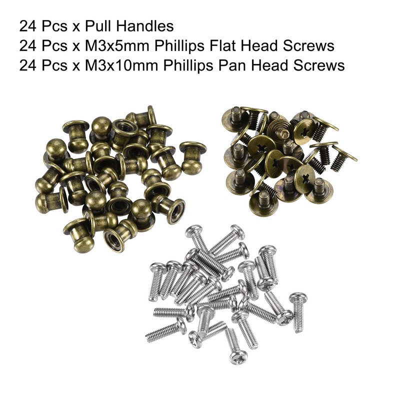 sourcing map 5mm Head Dia. Round Knobs Pull Handle, 24pcs