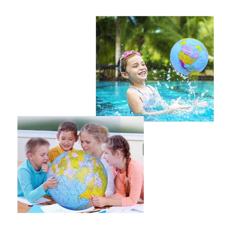 Inflatable Globe Beach Ball, Transparent, World Map with English Language,