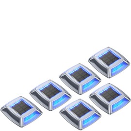 hoyiours Solar Floor Lights Outdoor Pack of 6 Solar Lights for Outdoor Garden Solar Lights IP68 Waterproof Floor Spotlight for Garden Paths Walkways Lawn Garage with Car On/Off Blue