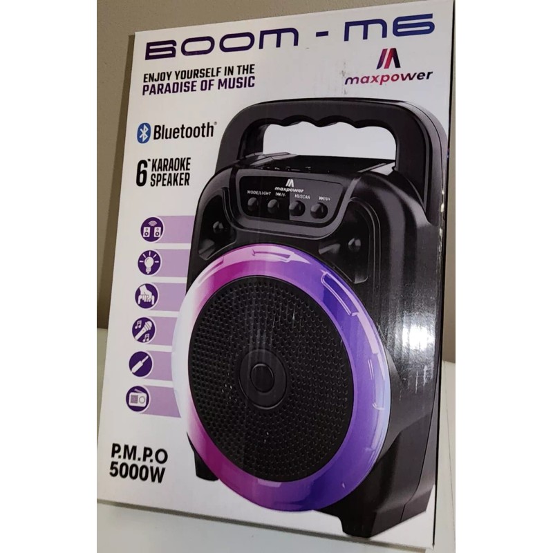 Maxpower BOOM M6 6" Portable Karaoke speaker with LED lights