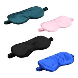 Antifaz Para Dormir Máscara De Ojos De Seda Imitación Doble Capa, Pack 4 Piezas Ajustable Tapa Ojos Bloqueo De Luz, Para Viajes Hogar Oficina, Hombre Y Mujer, 20.5x9.5cm