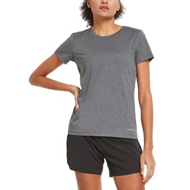 baleaf Women's Short Sleeve Running Workout Shirts Athletic Tops Lightweight Quick Dry Training Yoga Crewneck Heather Gray XL