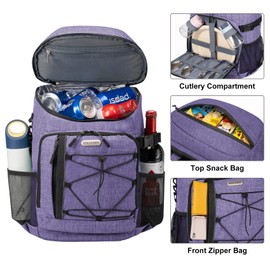 Backpack Coolers Insulated Leak Proof 30 Cans with Reusable Ice Packs, 2 Insulated Compartments Cooler Bags Portable Lightweight Beach Travel Camping Lunch Backpack for Men and Women