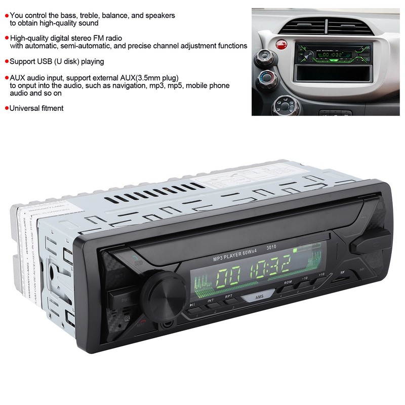 12V Car Bluetooth Multimedia Player FM Radio MP3 USB Charging