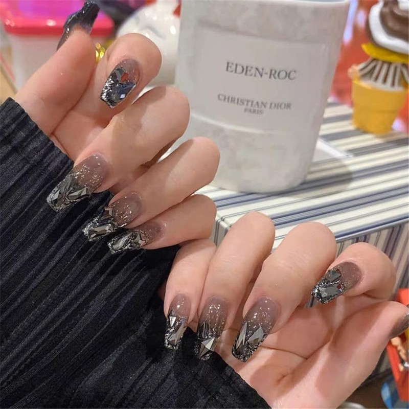 Nail Tip, False Nail, Nail Tip, Stylish, Black, Long, Easy