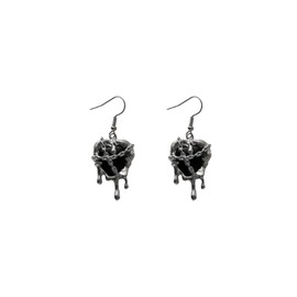 Punk Heart Earrings for Women Y2K Crystal Heart Dangle Earrings Imprison Heart Lava Love Earrings Hypoallergenic Chain Aesthetic Earrings Gothic Jewelry Gifts (Black)