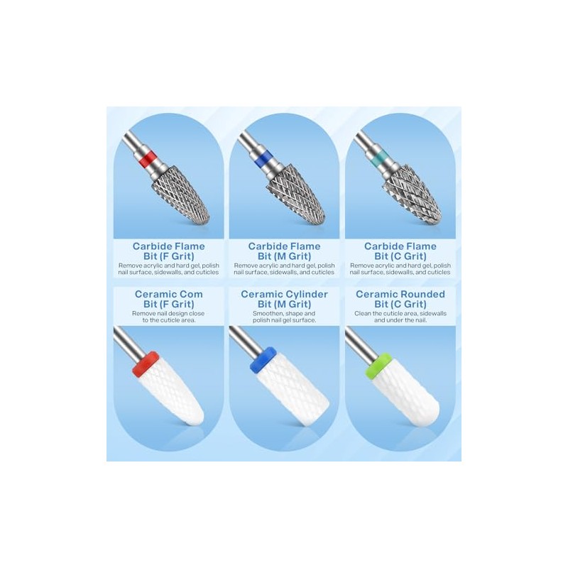 MAQUITA 13 Nail Drill Attachments, 3 Pieces Tungsten Carbide Nail