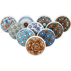 KPAVIR Set of 10 Handmade Ceramic Knobs | Ceramic Cabinet Pulls | Drawer Pulls for Home, Kitchen, Bathroom or Office | Drawer Knobs Comes with Bolts, Washer and Closing Dome Nuts