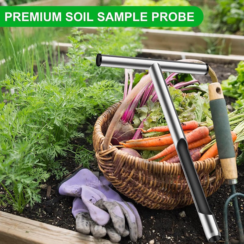 12 Inch Stainless Steel Soil Probe Rod with T Handle,