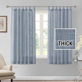H.VERSAILTEX Linen Curtains Natural Linen Blended Curtains for Living Room Burlap Linen Textured Curtains Tab Top Curtains Energy Efficient Light Filtering Curtains (Set of 2, 52" x 63", Stone Blue)