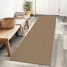 IOHOUZE Washable Runner Rug 2x6 Non Slip Rubber Backed Runners for Hallways Entryway Runner Indoor, Kitchen Rugs Woven Cotton Floor Carpet for Hall Entrance Bedroom, Orange/Tan/Brown