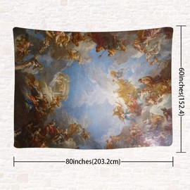 UHOMETAP Retro Decor Tapestries, Versailles French Art Decorative Tapestries European Painting Art Ceiling Decoration Apartment Dormitory 80x60 Inches GTDSUH138