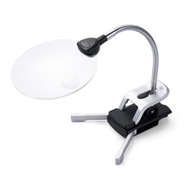 Sanwa Direct 400-LPE014 Stand Magnifying Magnifying Magnifier with LED Light, Clip Compatible, Lens Diameter 4.3 inches (11 cm)