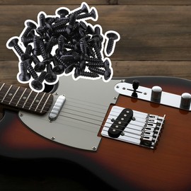 Yibuy 50 x Guitar Bass Pickguard Screw for Electric Guitar Black