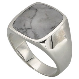 Solid signet ring made of 925 silver with special howlite, Silver