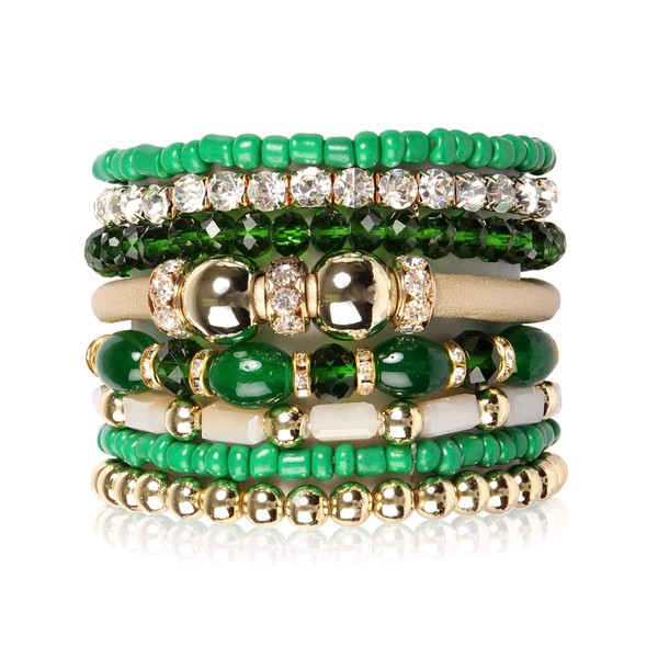 RIAH FASHION Bohemian Bead Multi Layer Versatile Statement Bracelets -