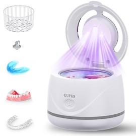 Ultrasonic Retainer Cleaner, 180ML/45kHz Portable Ultrasonic Jewelry Cleaner, Quiet Operation Ultrasonic Cleaner Machine for All Dental Appliances,Dentures,Aligners,Mouth Guards,Night Guards