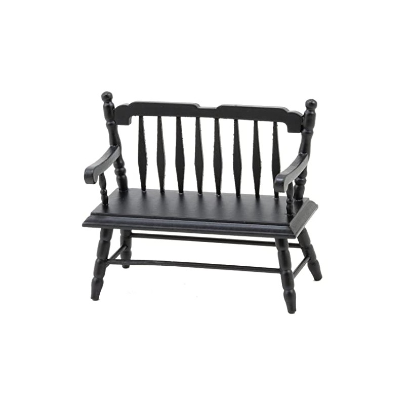 Dollhouse Miniature Deacon Bench (Black)