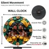 25x25cm Wood Wall Clock with Elegant Script or Calligraphic Number