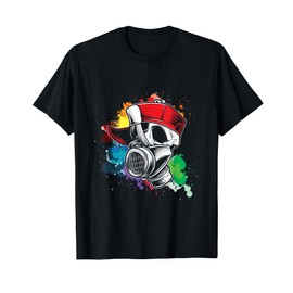 Skull Graffiti Gas Mask Spray Can Sprayer Gift T-Shirt
