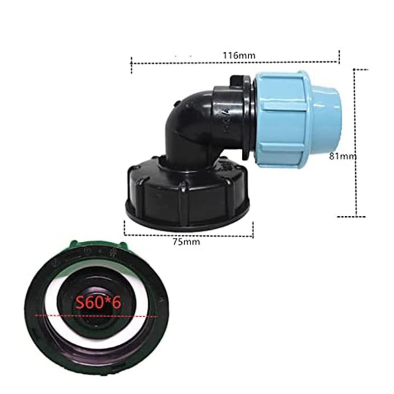 IBC Tank Thread Connector s60x6 Adapter to Mdpe Water Pipe