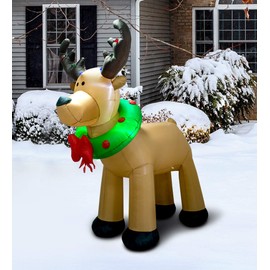 AJY 8 Feet Christmas Inflatable Reindeer Holiday Lighted Blow-up Yard Decoration Indoor Outdoor Yard Lawn Decoration