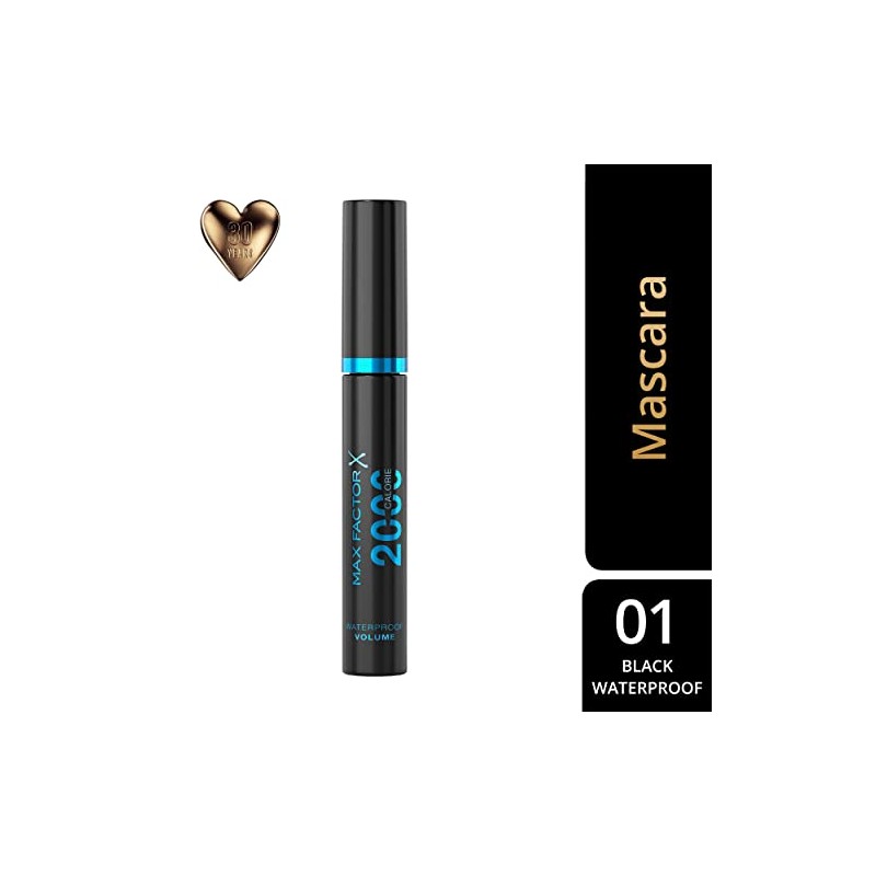 Max Factor 2000 Calorie Mascara Waterproof for Women, Rich Black,