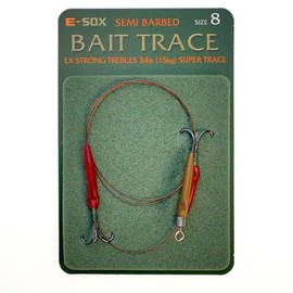 E-Sox Semi Barbed Bait Trace Ex Strong 34lb Size 8