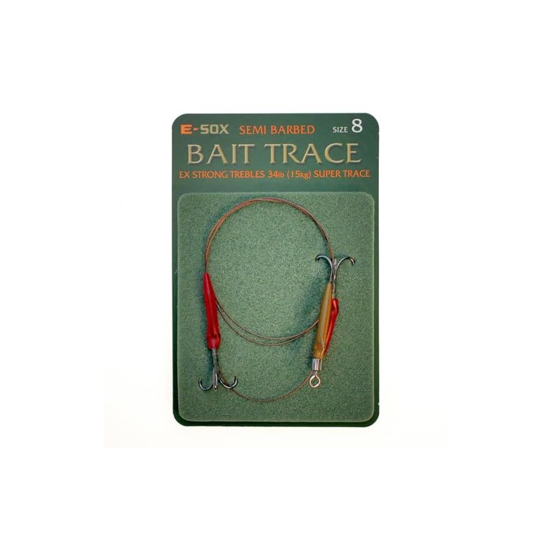 E-Sox Semi Barbed Bait Trace Ex Strong 34lb Size 8