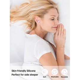 Ear Plugs for Sleeping Noise Cancelling, Earplugs for Sleep, Snoring Blocking, Travel, 2 Pairs Reusable Washable Soft Silicone Ear Plugs for Side Sleeper