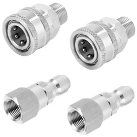 Raincovo Pressure Washer Quick Connect Kit Swivel Fittings, 3/8 Inch NPT to 3/8 Inch Quick Connect Hose Adapter Set, Stainless Steel, 4 Pieces
