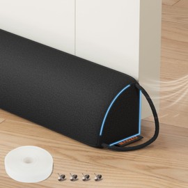 MAGZO Door Draft Stopper 32 Inches, Weighted Triangular Door Snake for Winter Noise Blocker with Hook Loops,Black