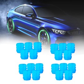 20pcs/4Colos Glow in The Dark Tire Valve Caps,Update Tire Valve Caps Light Up,Funny Prank Glowing Fluorescent Tire Valve Stem Caps (20pcs Blue)
