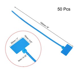 TA-VIGOR Kabelbinder aus Nylon, 3 mm x 150 mm, selbstsichernd, Kunststoffbinder, Kordelanhänger mit Etiketten, Aufklebern für Drahtorganisation, Markierung, Blau, 50 Stück