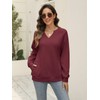 EADINVE Womens Casual Sweatshirts Long Sleeve V Neck Fleece Pullover