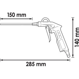 VIGOR Long Blow Gun (150 mm Long Nozzle, Robust Aluminium Housing, Operating Pressure: 6 Bar, Air Requirement:, Includes Connection Nipple) V7135-150