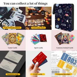 4-Pocket Trading Card Binder with 50 Removable Sleeves - 400-Capacity Zip Storage for MTG, TCG & Sport Cards (Space Galaxy pattern）